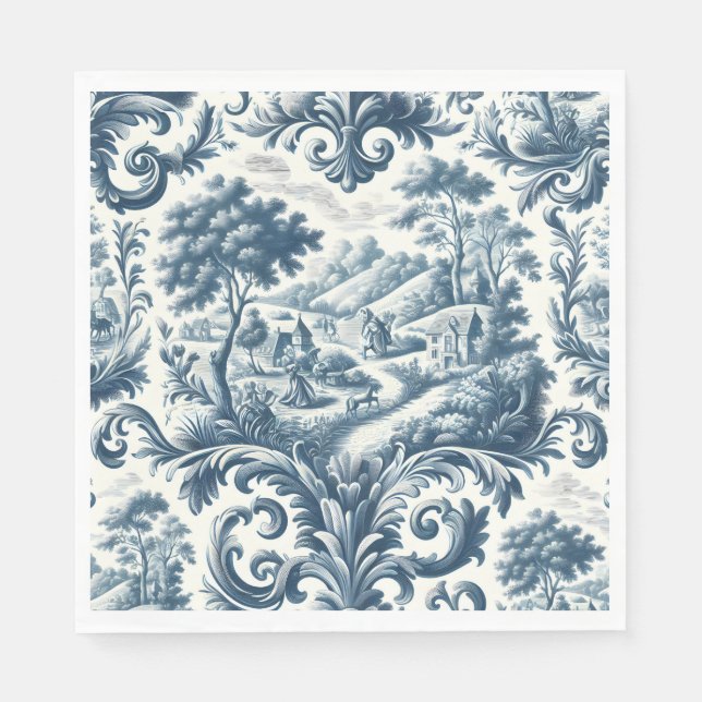 Serviette En Papier Toile Bleue Pays Français (Devant)