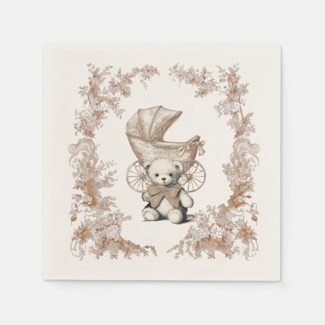 Serviette En Papier Toile Brown Teddy Bear Baby shower de transport (Devant)