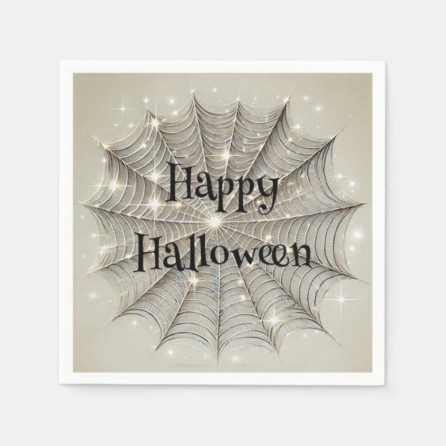 Serviette En Papier Toile d'araignée scintillante Fête d'Halloween fan (Devant)