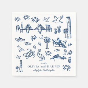 Serviette En Papier Toile de Charleston dans Marine Blue Napkin