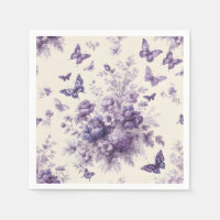 Toile de France Fleurie Papillons pourpres