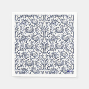 Serviette En Papier Toile de homard bleu marine - Croisade grand-mère