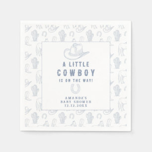 Serviette En Papier Toile de Jouy Bleu Cowboy Western Baby Shower
