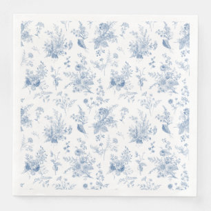 Serviette En Papier Toile de Jouy Bleue Vintage Floral Chinoiserie