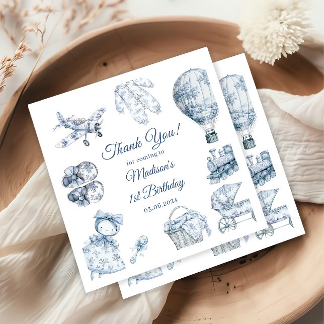 Serviette En Papier Toile De Jouy Blue Anniversaire (Créateur téléchargé)