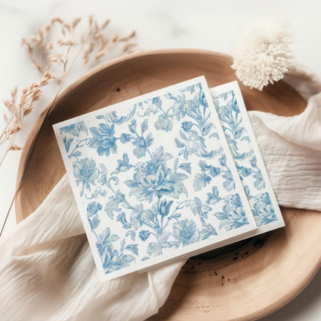 Serviette En Papier Toile-de-jouy Chinoiseries Blue Floral Pattern (Créateur téléchargé)