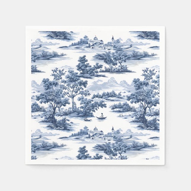 Serviette En Papier Toile de jouy, porcelaine bleue, porcelaine, saule (Devant)