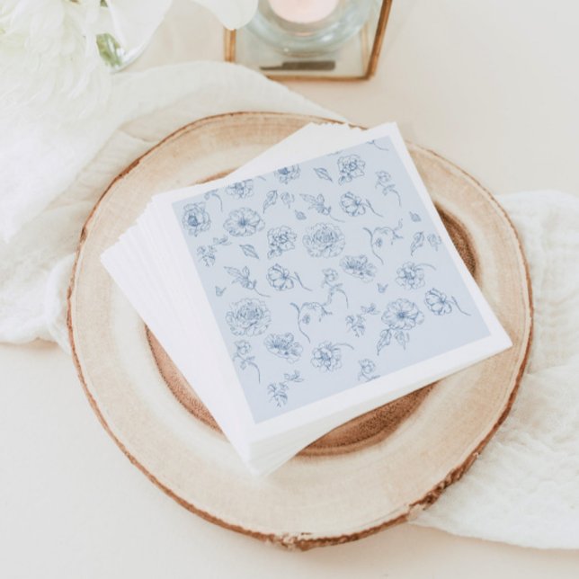 Serviette En Papier Toile de Jouy Quelque Chose de Bleu Floral douche  (Créateur téléchargé)