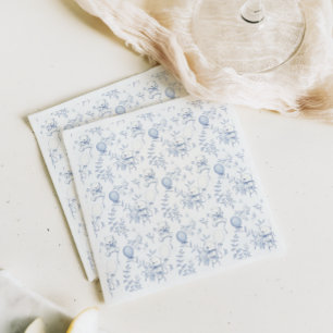Serviette En Papier Toile De Jouy Teddy Bear Dusty Baby shower Bleu