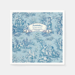 Serviette En Papier Toile de Jouy vintage florale bleu sarcelle