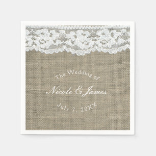 Serviette En Papier Toile de jute et dentelle Simple Élégance rustique