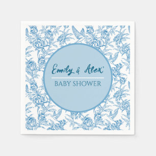 Serviette En Papier Toile oiseau et fleurs Nom personnalisé Baby Showe