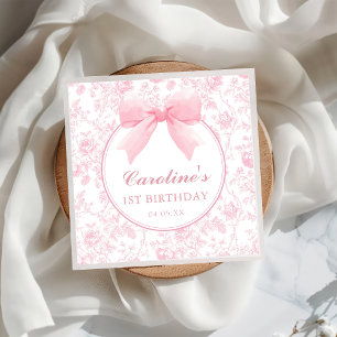 Serviette En Papier Toile rose Bow Floral Chinoiserie Anniversaire Nap
