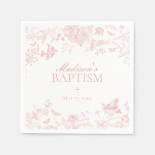 Serviette En Papier Toile Rose De Jouy Vintage Baptême Floral