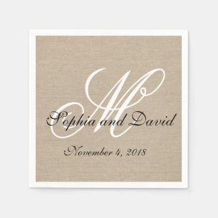 Serviette En Papier Toile Rustique en toile Mariage Monogram Napkins