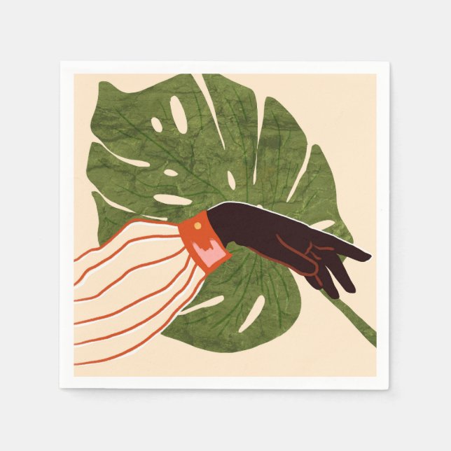 Serviette En Papier Toile verte, Accent rouge (Devant)