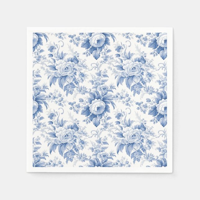 Serviette En Papier Toile vintage Florale Bleu (Devant)