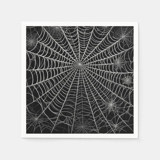 Serviette En Papier Toiles d'araignée noires et blanches Halloween (Devant)