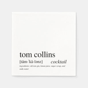 Serviette En Papier Tom Collins Citation Moderne Typographie Noire Coc