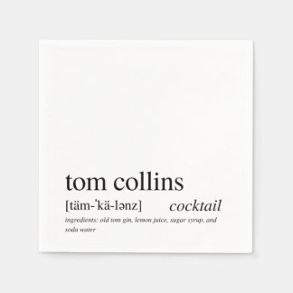 Serviette En Papier Tom Collins Citation Moderne Typographie Noire Coc