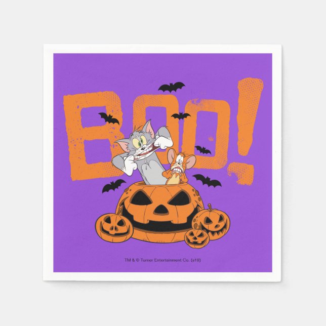Serviette En Papier Tom & Jerry | Happy Halloween Boo (Devant)
