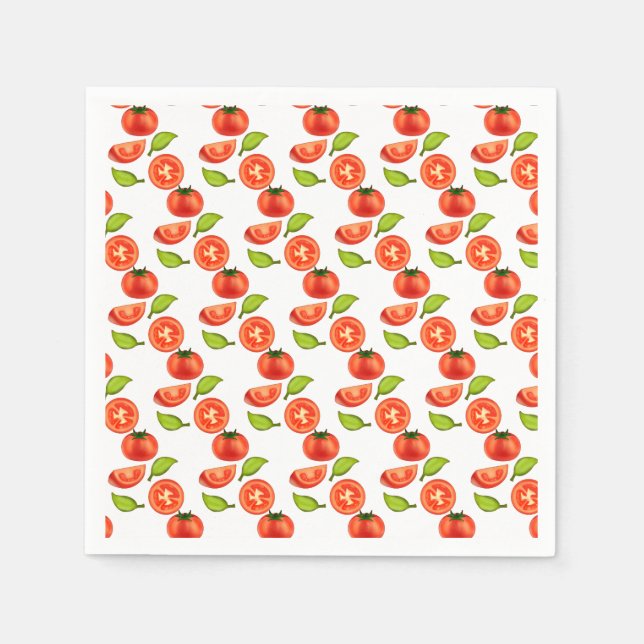 Serviette En Papier Tomates Et Feuilles D'Orégano (Devant)