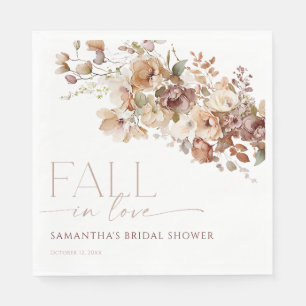 Serviette En Papier Tombent amoureux automne floral douche de mariée