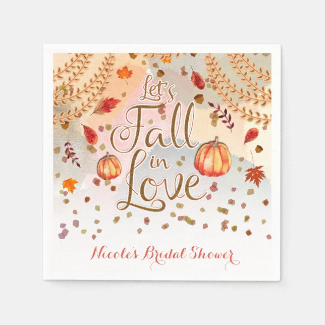 Serviette En Papier Tomber amoureux Baby Shower Feuilles d'automne (Devant)