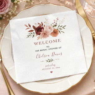 Serviette En Papier Tomber amoureux Floral Rustique Bourgogne Personna