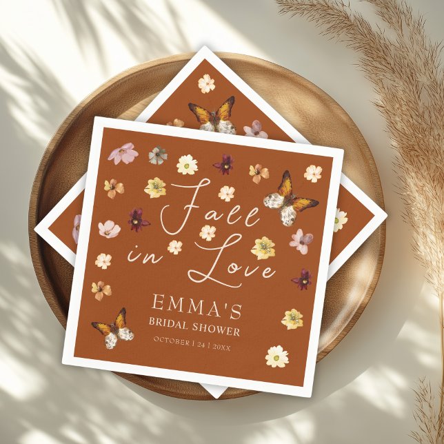 Serviette En Papier Tomber Dans L'Amour Brûlé Fête des mariées Boho Or (Créateur téléchargé)