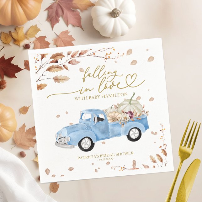 Serviette En Papier Tomber dans l'amour garçon Baby shower d'automne (Créateur téléchargé)