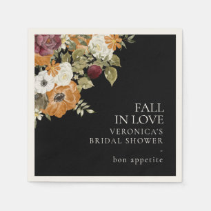 Serviette En Papier Tomber dans l'amour papier Fête des mariées noir