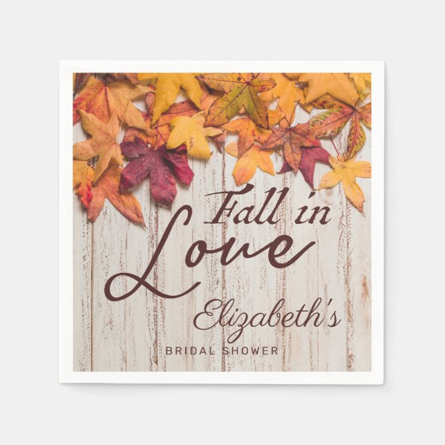 Serviette En Papier Tomber en amour Rustique Bois Feuilles d'automne B (Devant)