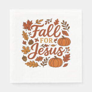 Serviette En Papier Tomber Pour Jésus Automne Citrouille Foi Chrétienn