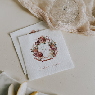 Serviette En Papier Tombez Amoureux Crête de Mariage Fleurs d'Automn
