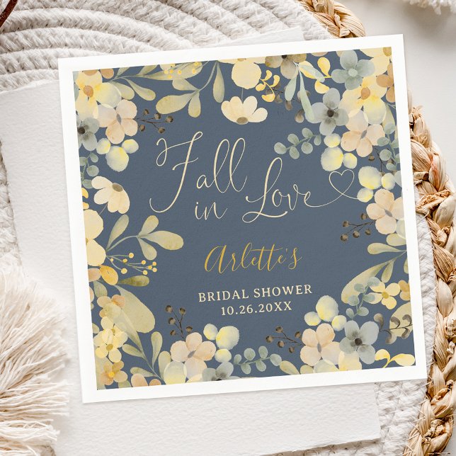 Serviette En Papier Tombez amoureux de la douche nuptiale bohème chic  (Fall in love boho floral autumn chic bridal shower napkins)