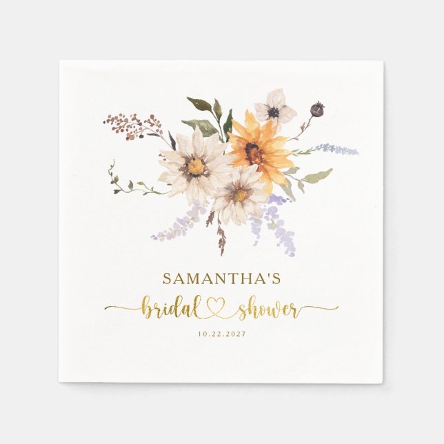 Serviette En Papier Tombez amoureux Rustique Or Tournesols Salle de Ma (Devant)