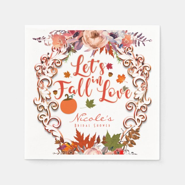 Serviette En Papier Tombons dans l'amour Automne Floral Mariage (Devant)
