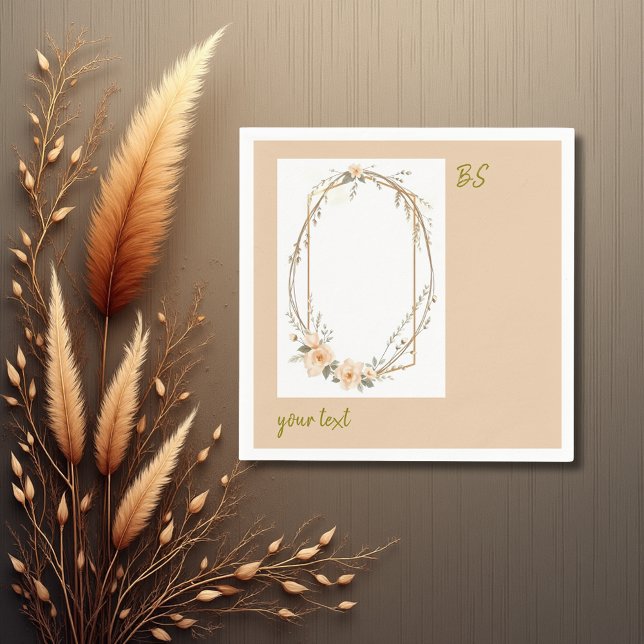 Serviette En Papier tonalité pêche douce rustique minimum monogramme f (Créateur téléchargé)