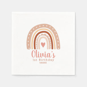 Serviette En Papier Tone Terme Boho Arc-en-ciel premier anniversaire d