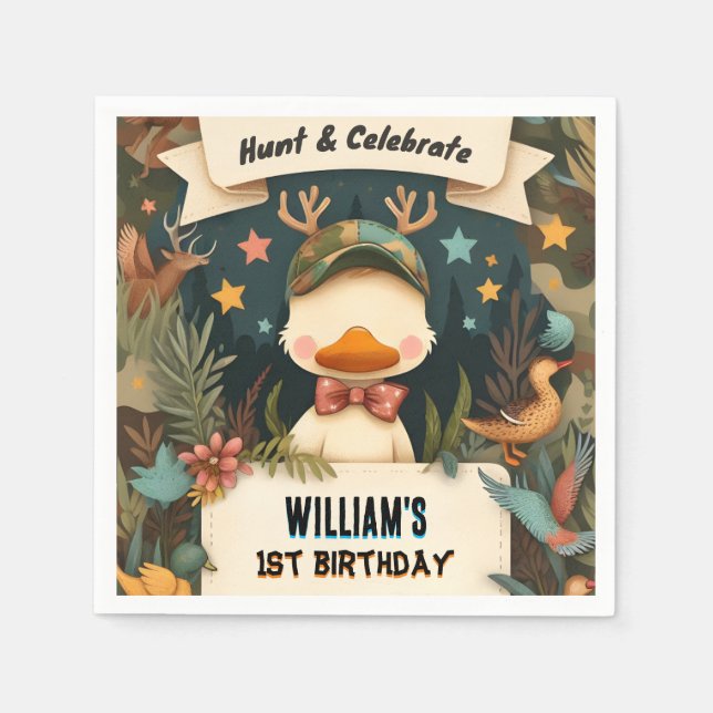 Serviette En Papier Tone Wild Camo Oh Deer Chasse de canard 1er annive (Devant)