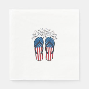Serviette En Papier Tongs Patriotiques Feux d'Artifice Chemise d'Été D