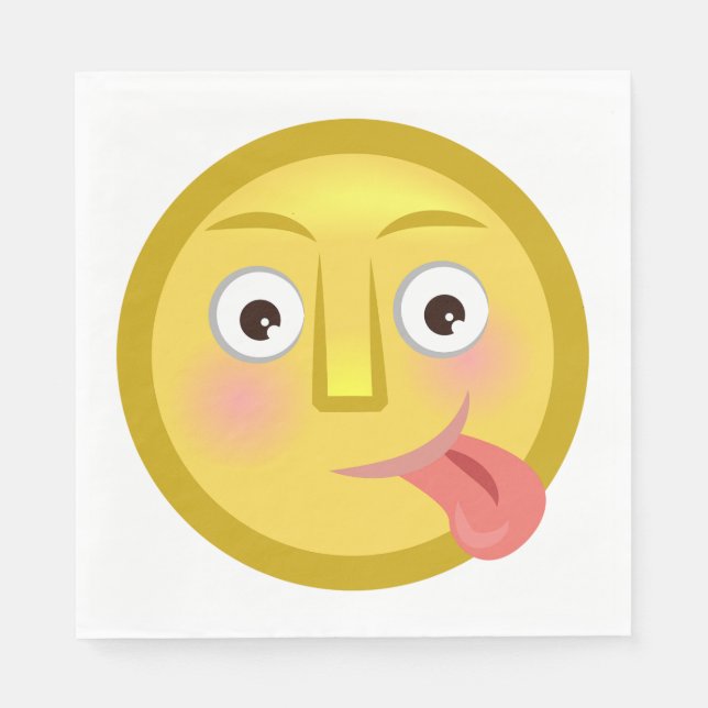 Serviette En Papier Tongue Out Emoji Funny Goofy Face (Devant)