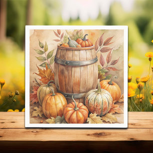 Serviette En Papier Tonneau avec citrouilles automne