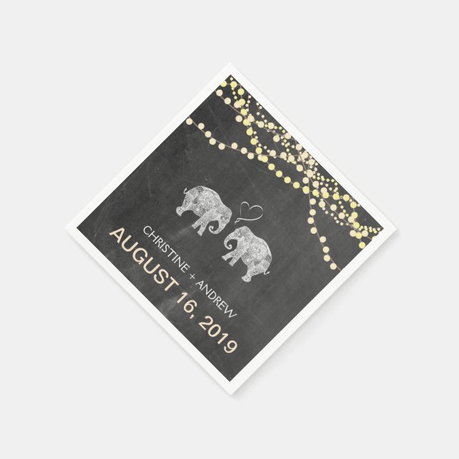 Serviette En Papier TONNES D'AMOUR-Eléphant Chaîne de lumières Personn (Coin)