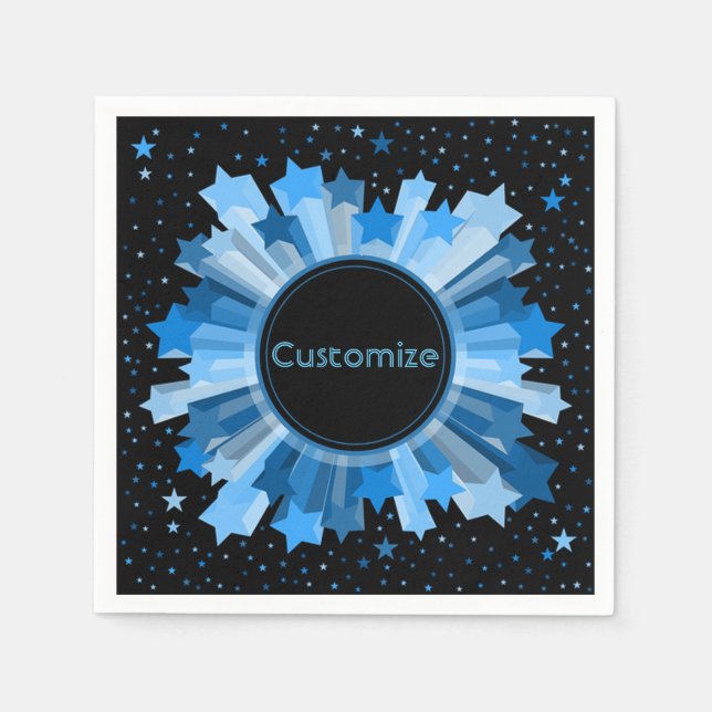 Serviette En Papier Tons Bleu Starburst Party Napkins (Devant)