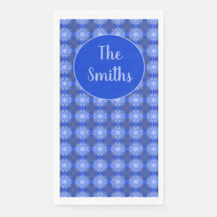 Serviette En Papier Tons de dentelle gris, bleu et blanc