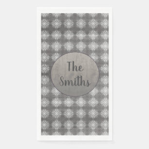 Serviette En Papier Tons de dentelle grise et blanche