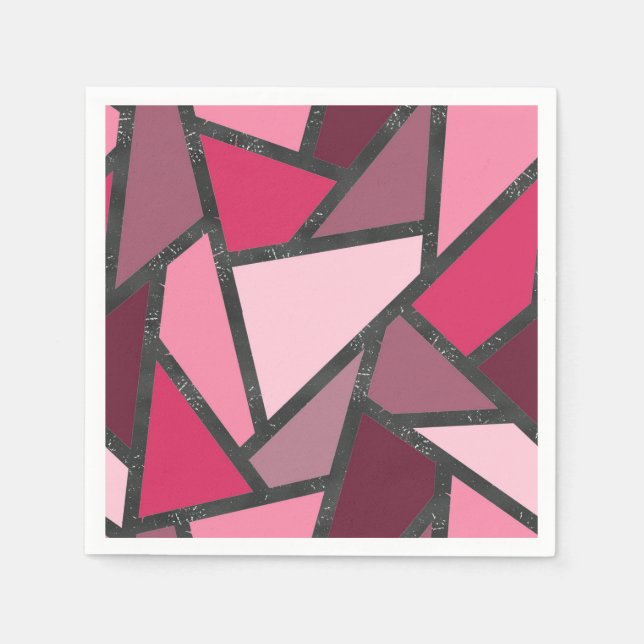 Serviette En Papier Tons de motif en vitrail rose (Devant)