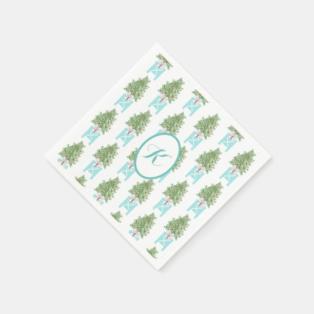 Serviette En Papier Topiaire d'arbres orange Chinoiserie   (Coin)